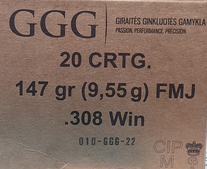 CARTOUCHE 308WIN GGG 147GR