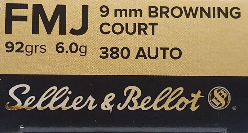 CARTOUCHES 380AUTO 92GR SELLIER BELLOT