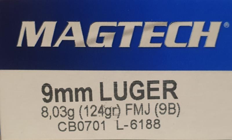 CARTOUCHES 9X19MM MAGTECH 124GRAINS