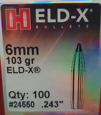 OGIVES 6MM/243 103GR ELD-X HORNADY X100